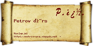 Petrov Örs névjegykártya